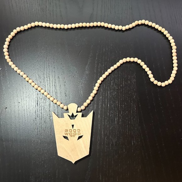GoodWood NYC Transformers Decepticon Necklace Wooden Pendant Wooden Beaded - Picture 3 of 4